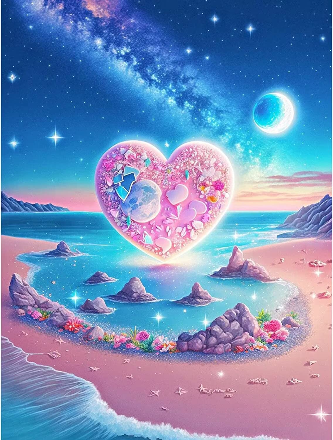 BEAYIOU 5D Diamond Painting Kits for Adults Beginners,Fantasy Shell Seaside Diamond Art Kits,DIY Full Round Drill Beach Gem Art Kit,Home Wall Decor 12 x 16 Inch