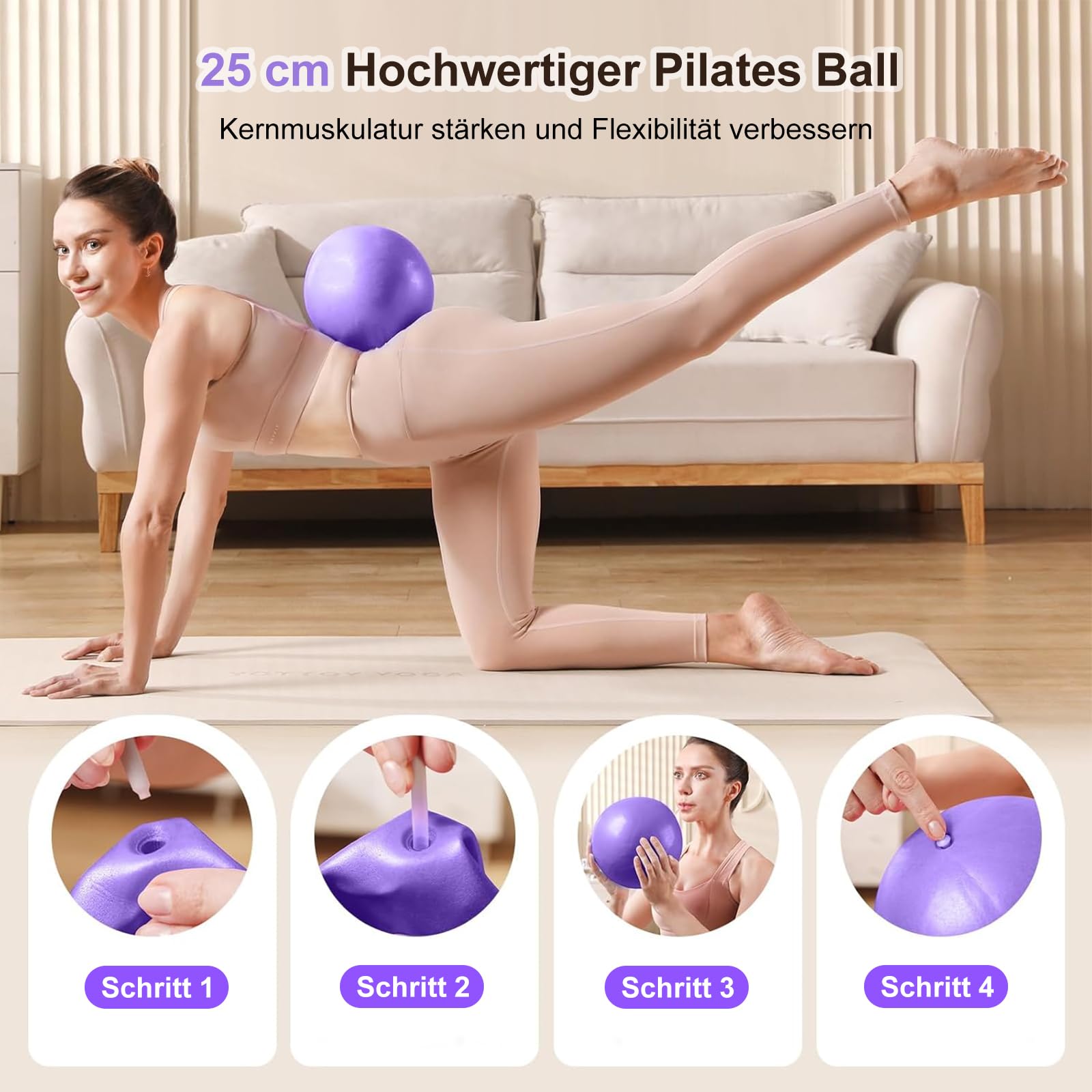 Pilates Set, Pilates Ring Zubehör Set 13 Teiliges mit Yoga Ball, Yoga Gurt, Fitnessbänder, Pilates Socken, Trainingsposter & Tragbarer Tasche, Home Pilates Essential Kit für Frauen