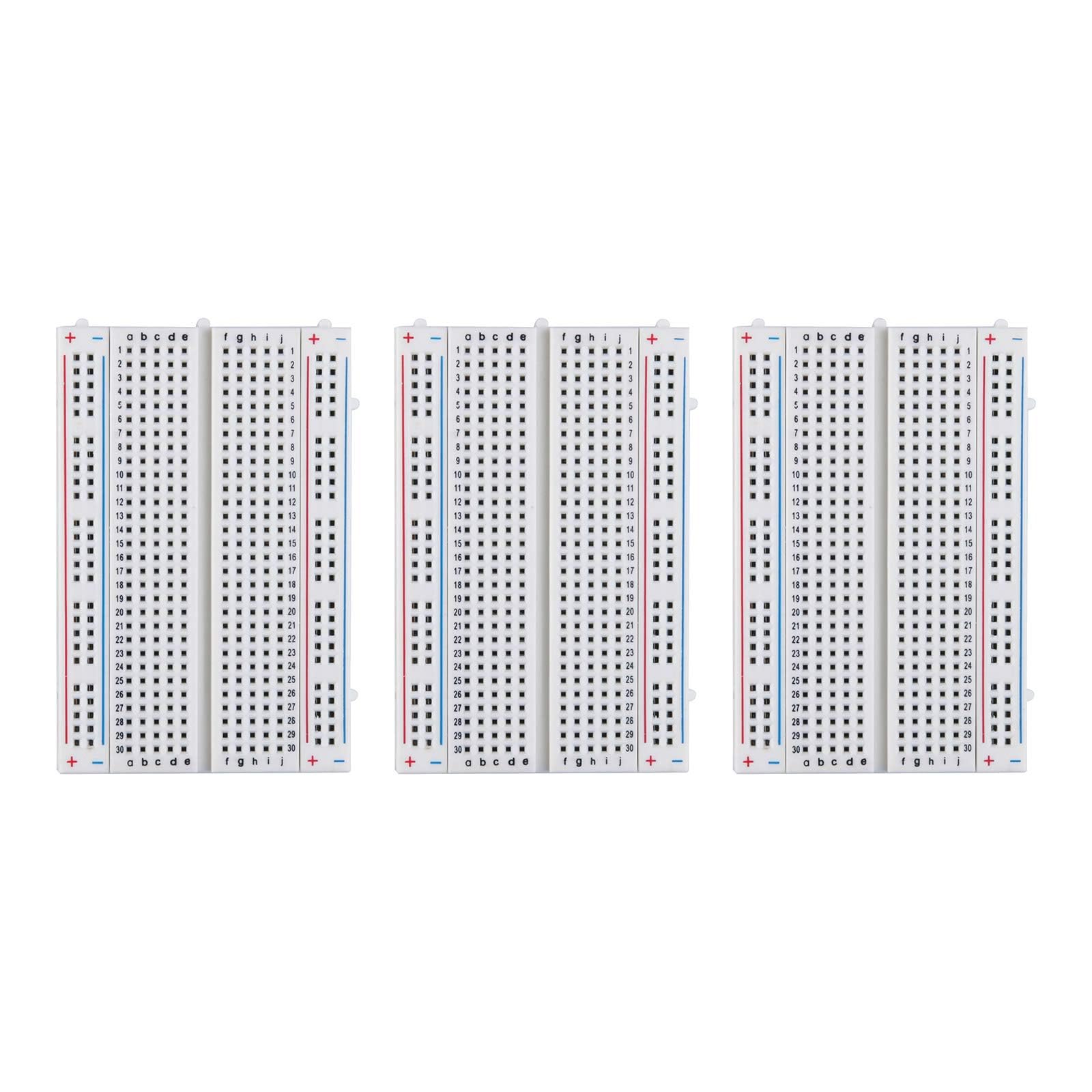 ELEGOO 3PCS 400 tie Points breadboard, 4 Power Rails for Jumper Wire