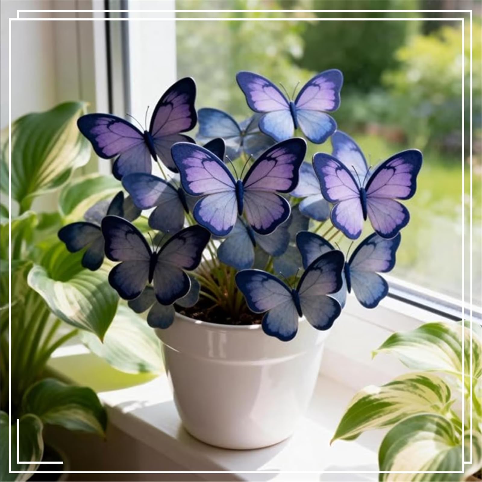 Striking Hosta Bulbs Mix for Planting Now UK/Stunning Ornamentals,Potted-Plants-Rhizome,Midnight Blue Butterfly Flowers,Cold-Tolerant/Perennial,Excellent Display,Garden.-6Bulbs-O
