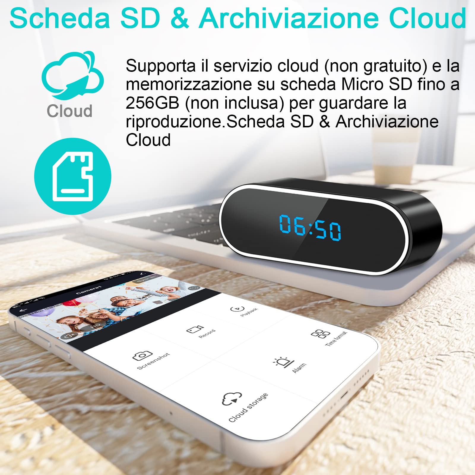 UYIKOO Telecamera Nascosta WiFi, 2,4G/5G Telecamera Spia Orologio 120°, Senza Fili Spy Cam Microcamera Spia 1080P HD con Visione Notturna Rilevamento del Movimento Tuya APP