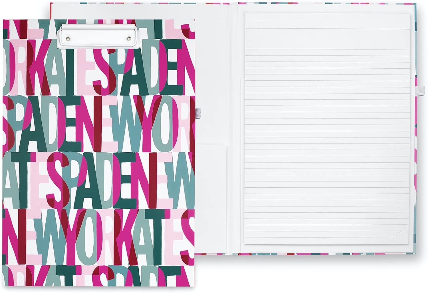 Kate Spade New York Clipboard Folio with Low Profile Clip, Professional Padfolio Includes Lined Notepad, Pen Loop, and Pocket, Layered Logo