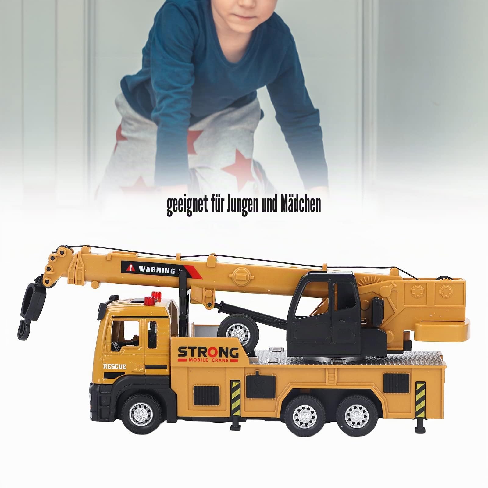 Drfeify Mikro-Kran-LKW, Langlebige Legierung, Bergungsfahrzeug, Pädagogisches Spielzeug für Kinder, Indoor-Spiel, Geschenkidee, Lernspielzeug