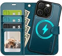 Vista 60 de OCASE Funda tipo cartera desmontable para iPhone 12 y iPhone 12 Pro con tarjetero [2 en 1] Funda de piel sintética con soporte de bloqueo RFID
