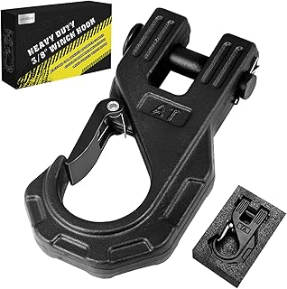 AUTOBOTS 3/8" Winch Hook Heavy Duty, Max 20 Ton (45,000 Lbs), Forged Steel ATV Winch Hook with Safety Latch, Winch Tow Clevis Slip Hook for Synthetic Rope Winch Cable ATV UTV, Black