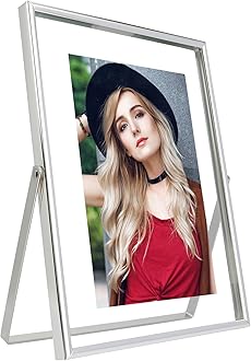 Floating Picture Frame (Silver, 6x8 Inches) , Suitable for Multiple Photo Sizes (6x8,5x7,4x6), Vertical Adjustable Tabletop/Shelf Photo Frame, Classy Gift Choice for Festival, Home or Wedding Decoration