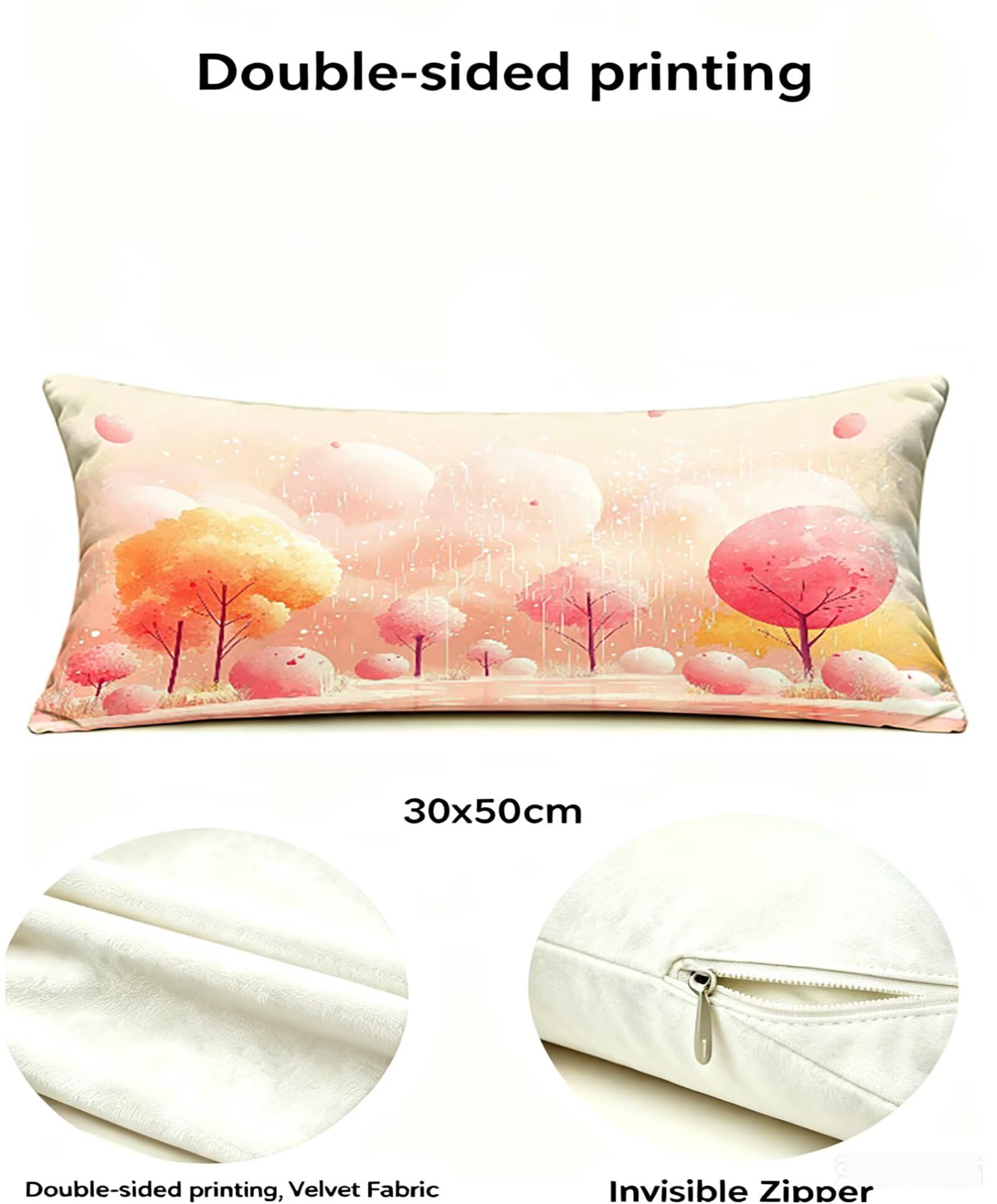Rosa Kissenbezug 60x80 Baum Kopfkissenbezug 2er Set,Wohnaccessoires & Deko,Weich und Atmungsaktiv Samt Stoff mit Verstecktem Reißverschluss für Bett Sofa Kissen Dekokissen-85947