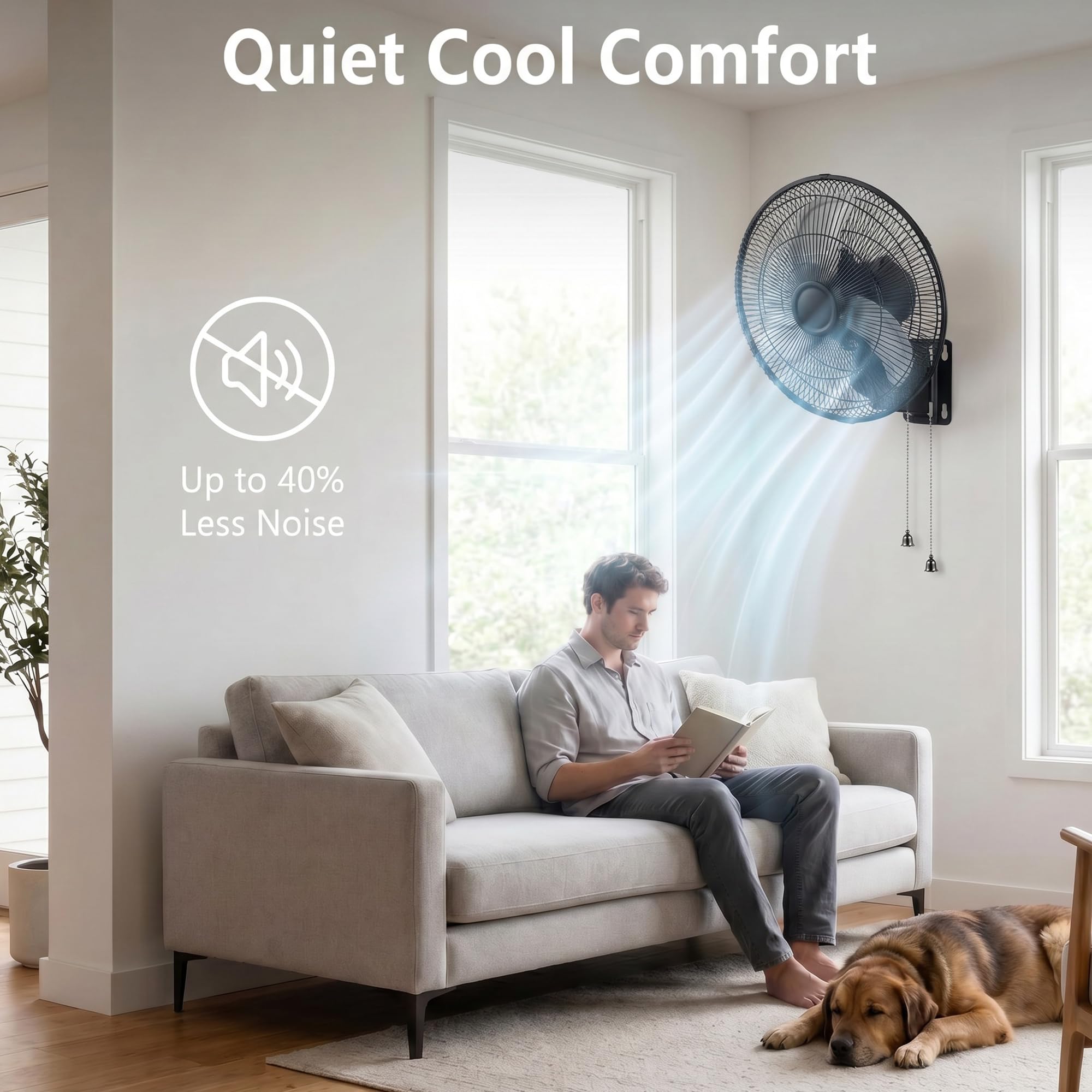 Ventilador oscilante de montaje en pared para exteriores de 18 pulgadas, 3 velocidades de alta velocidad, potente enfriamiento, ventilador IP44 impermeable montado en la pared, oscilación de