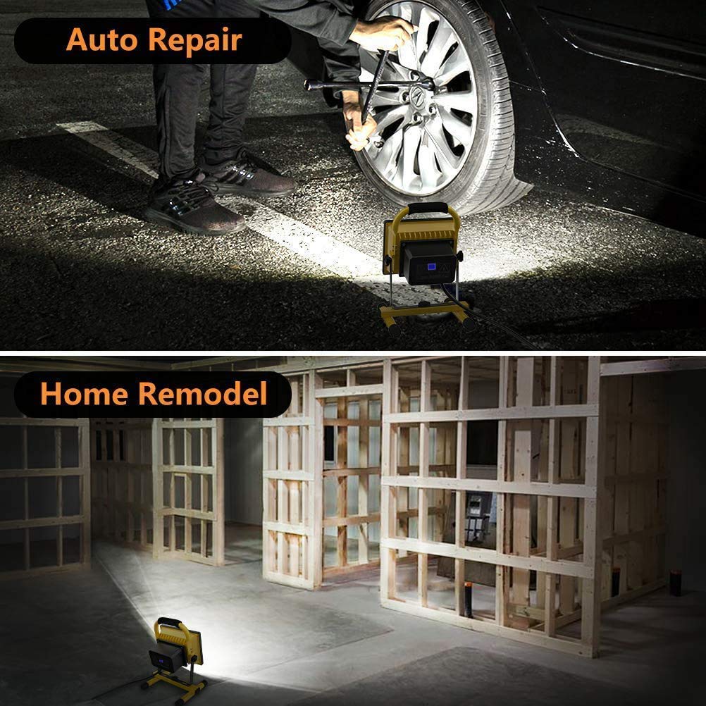 Foco Led de Construcción Recargable para Obra con Control Remoto, 4 Modos de Luz, Impermeable, Portátil, para Exteriores, Camping Y Pesca.