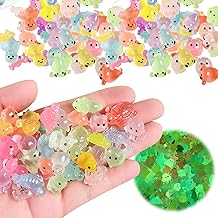 50 Pcs Mini Resin Animals Mixed, Luminous Multi-styles Tiny Resin Animals for Micro Landscape & Dollhouse Decoration