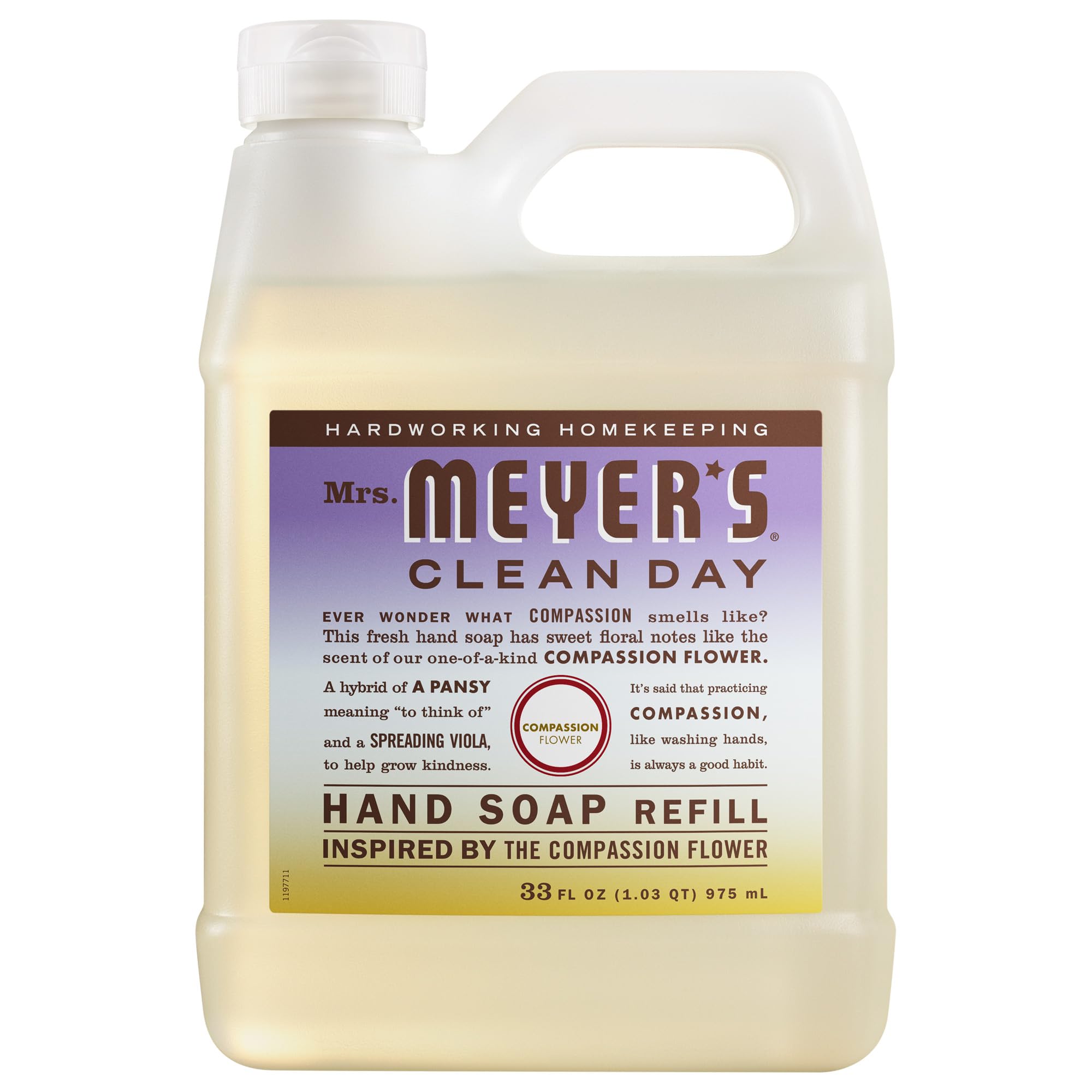 CLEAN DAY Hand Soap Refill, Made with Essential Oils, Biodegradable Formula, Compassion Flower, 33 fl. oz