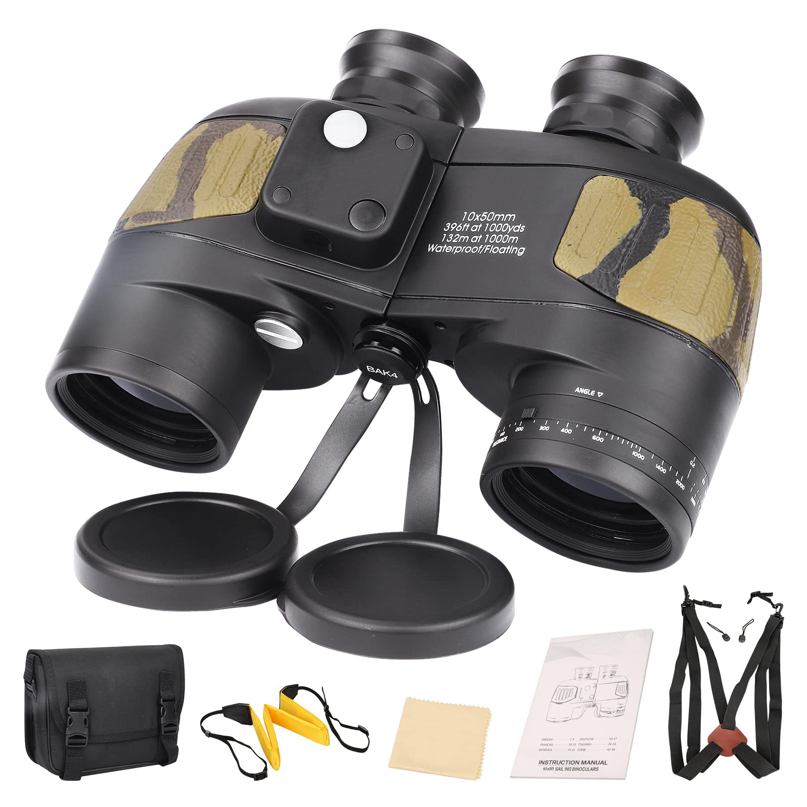 Buy Marine Binoculars for Adults, 10x50 with Illuminated Rangefinder