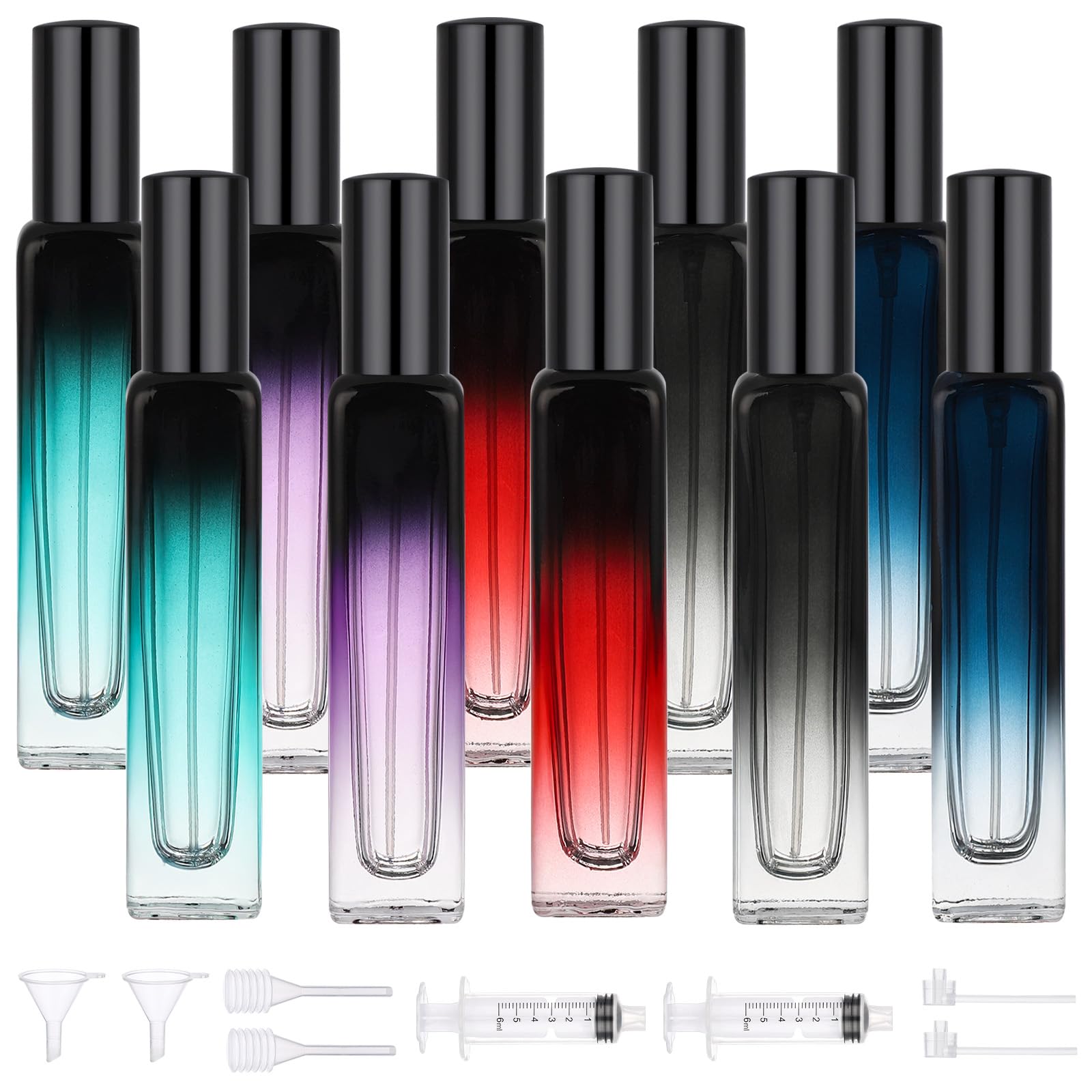 Segbeauty 15ml Travel Glass Perfume Bottles Set, 10 Pack of Refillable Mini Perfume Atomizer, 0.5oz Travel Essential Empty Press Pump Contanier, Fine