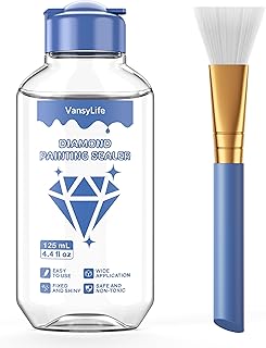 Diamond Painting Sealer, VansyLife Diamond Painting Glue with Soft Bristle Brush, Keep Fixed and Shiny for Diamond Paintings and Jigsaw Puzzles (125mL), Clear, GL-125