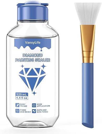 VansyLife Diamond Painting Sealer with Soft Bristle Brush (125mL) | Keep Fixed and Shiny for Diamond Paintings, Diamond Painting Glue, 5D Diamond Art Accessories and Tools Kit