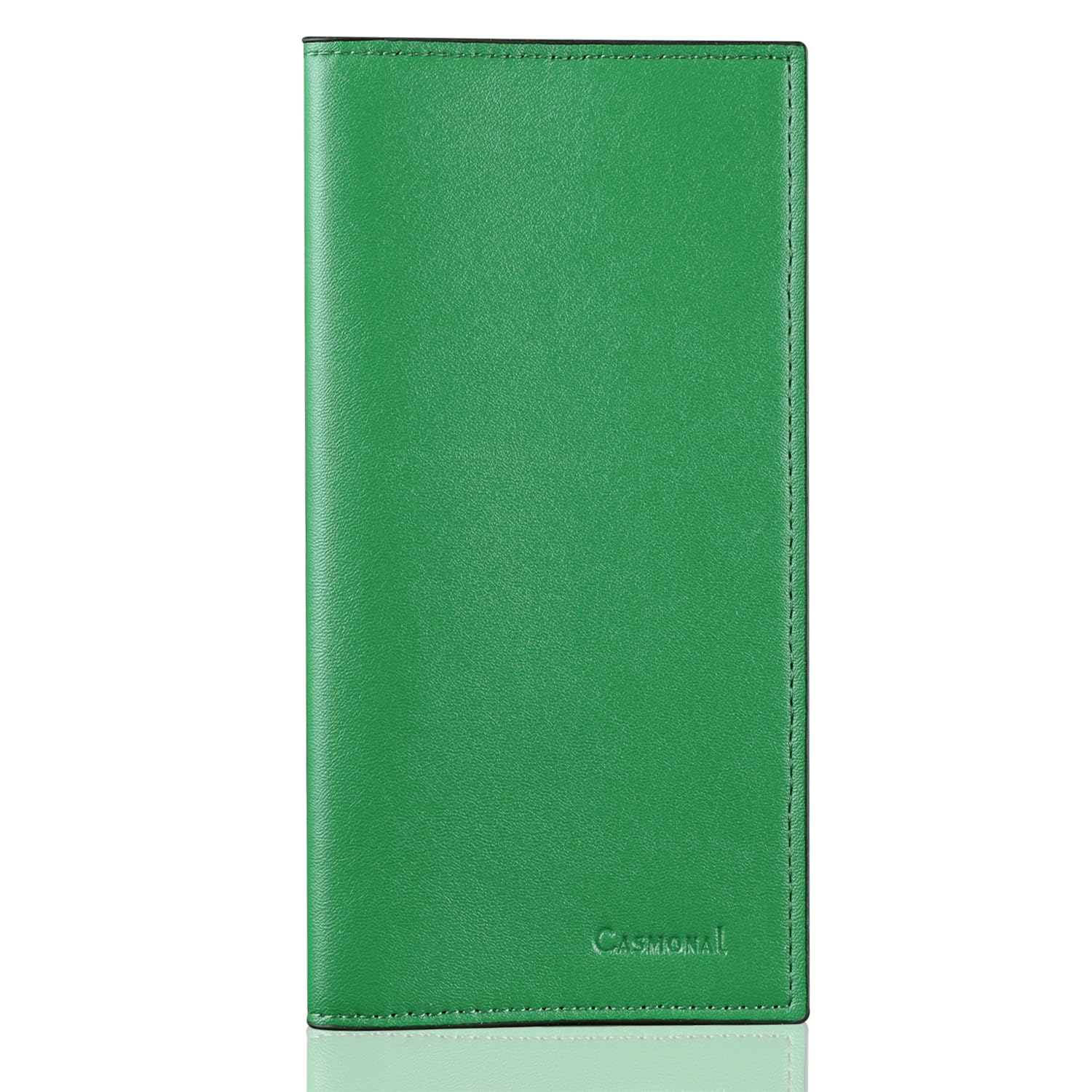 CASMONAL Premium Leather Checkbook Cover For Men & Women Checkbook Holder Wallet RFID Blocking(Green)