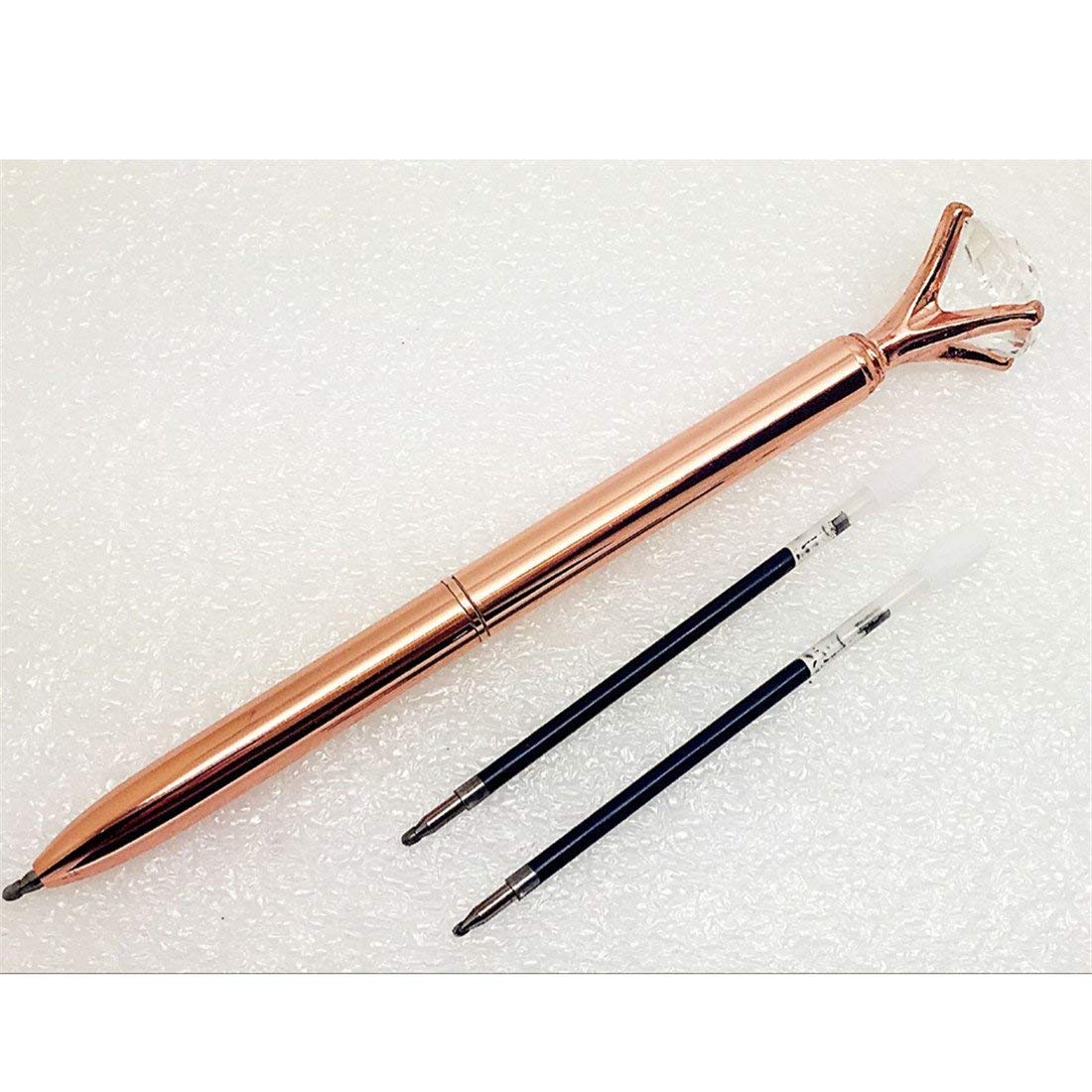 Big Diamond Crystal Metal Ballpoint Pen Ball Pen Office Stationery Supplies Rose Fashion Design — view 4