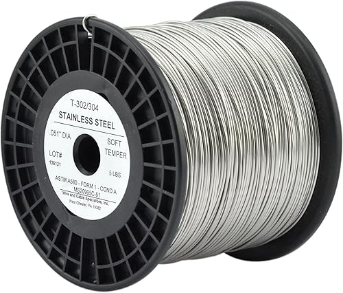 Miniatura 7 de Alambre de especialidades de alambre y cable, T302304 inoxidable, NASM20995, MS20995C, ASTM A580 Cond A, AMS5697.032 in (0.81 mm), carrete de 5 lb