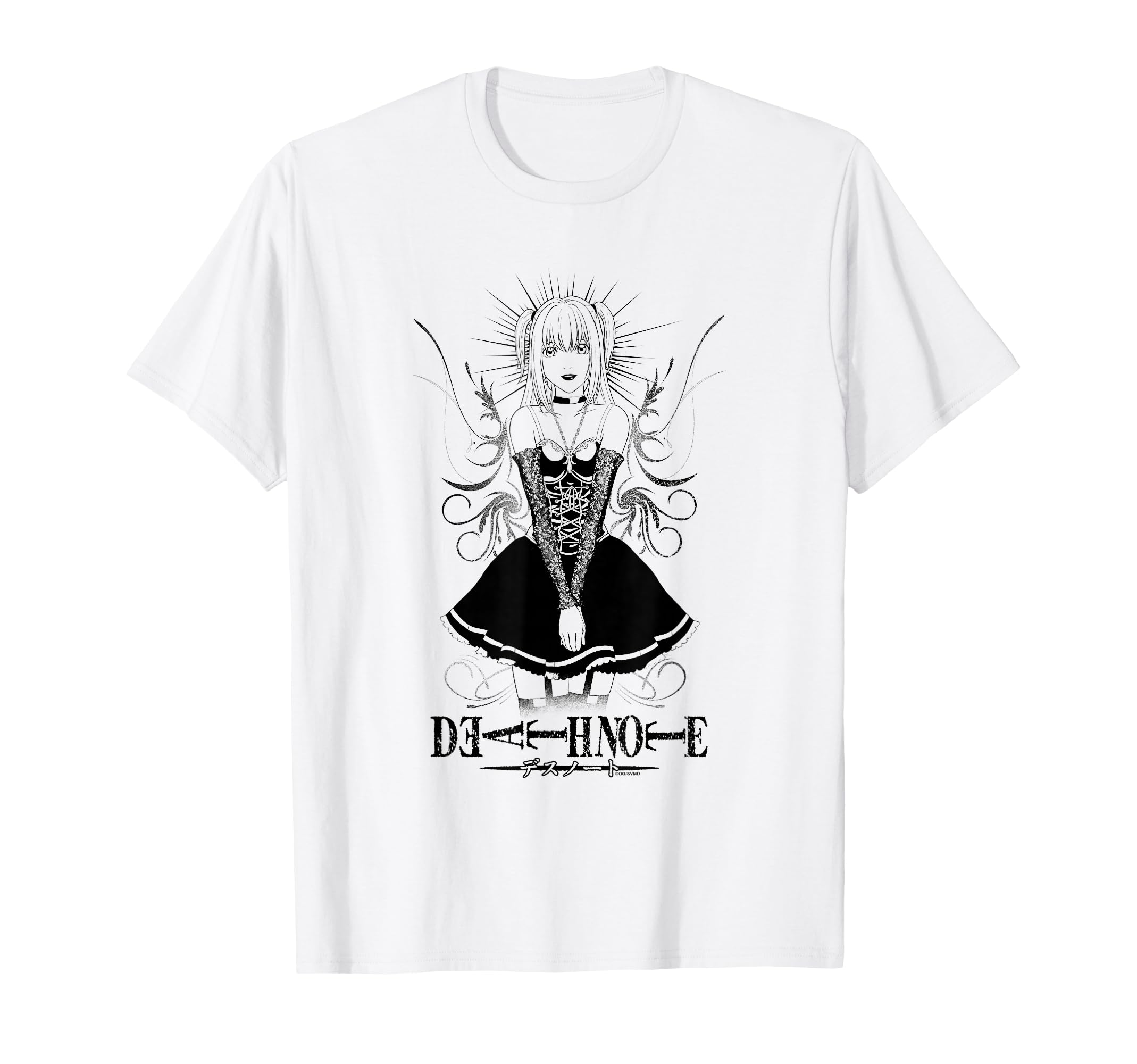 Death Note Misa Amane Black and White Scrolls Anime Girl T-Shirt
