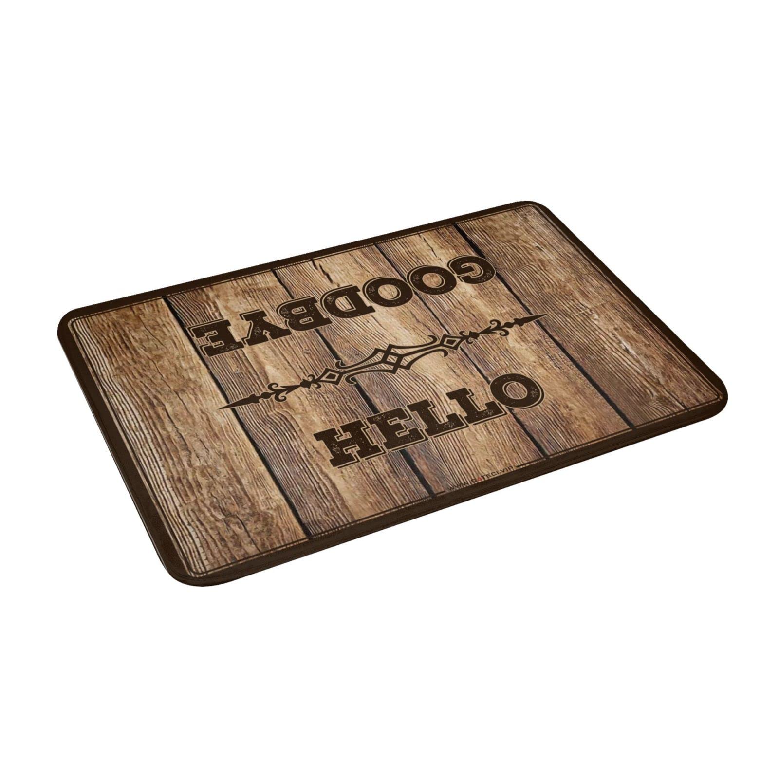 Zerbino antiscivolo per interni con scritta "Hello Goodbye", decorazione per la stanza, tappeto per ingresso (65 x 90 cm)