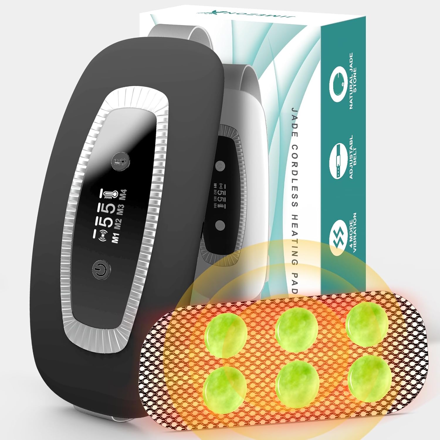 2 in 1 Jade Portable Heating Pad, Electric Jade Heating Pad for Menstrual with Removable Jade Piece with Velcro, Velvet Heating, Portable Jade Massage Heating Pad for Cramps Belly Back, Black 2 in 1 Jade Portable Heating Pad, Electric Jade Heating Pad for Menstrual with Removable Jade Piece with Velcro, Velvet Heating, Portable Jade Massage Heating Pad for Cramps Belly Back, Black