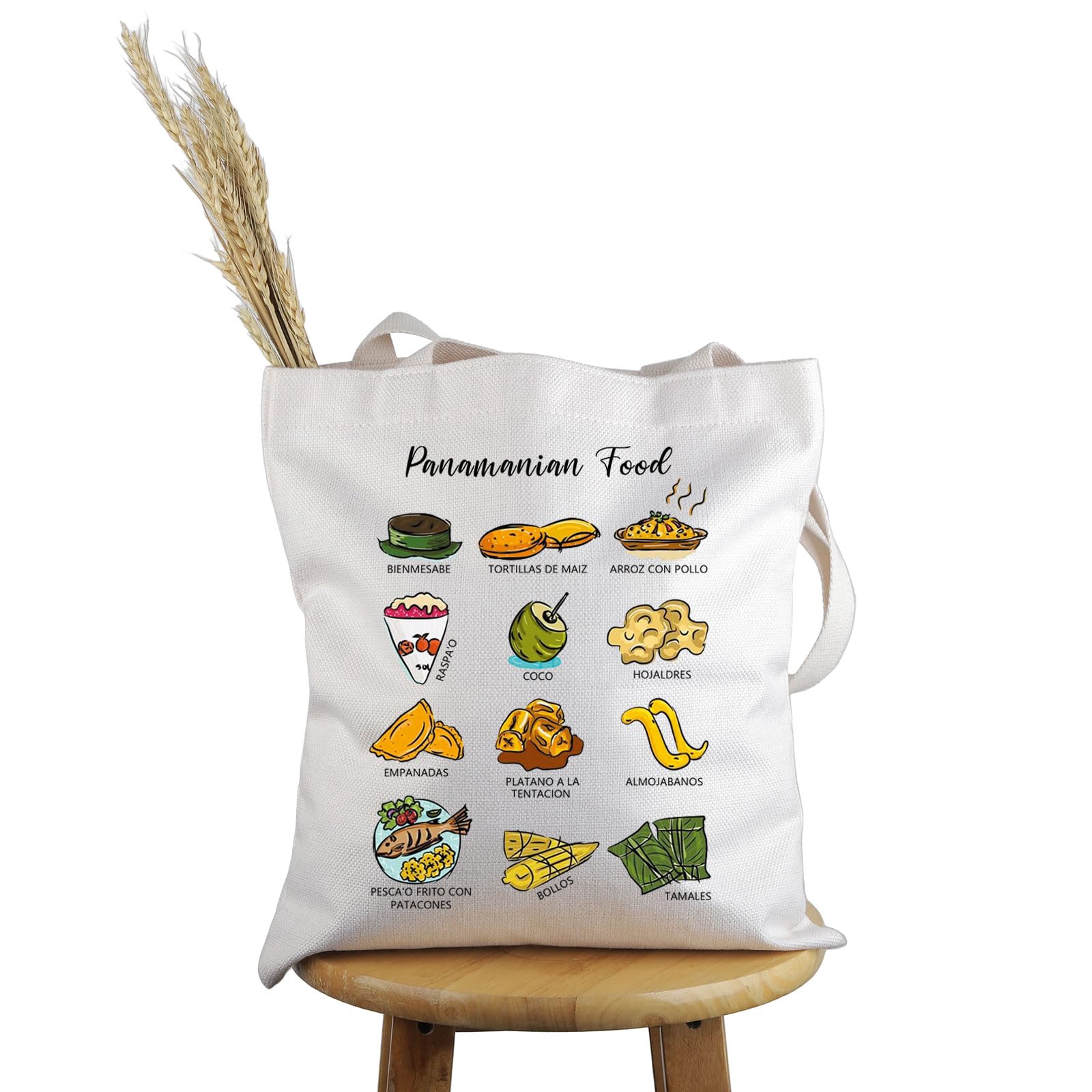 PWHAOO Panama Lover Gift Panamanian Food Tote Bag Panama Vacation Trip Handbag Panamanian Foodie Gift