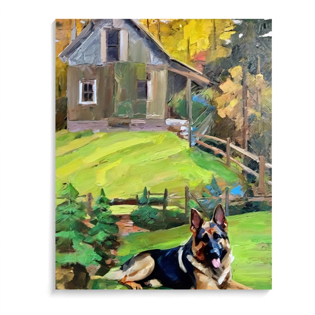 Paint by Numbers German Shepherd Dog DIY Acrylic Painting Kit with Brushes Pigment Oil Painting Artwork Adults Beginners Wall Decor 12x16inch(30x40cm) Frameless