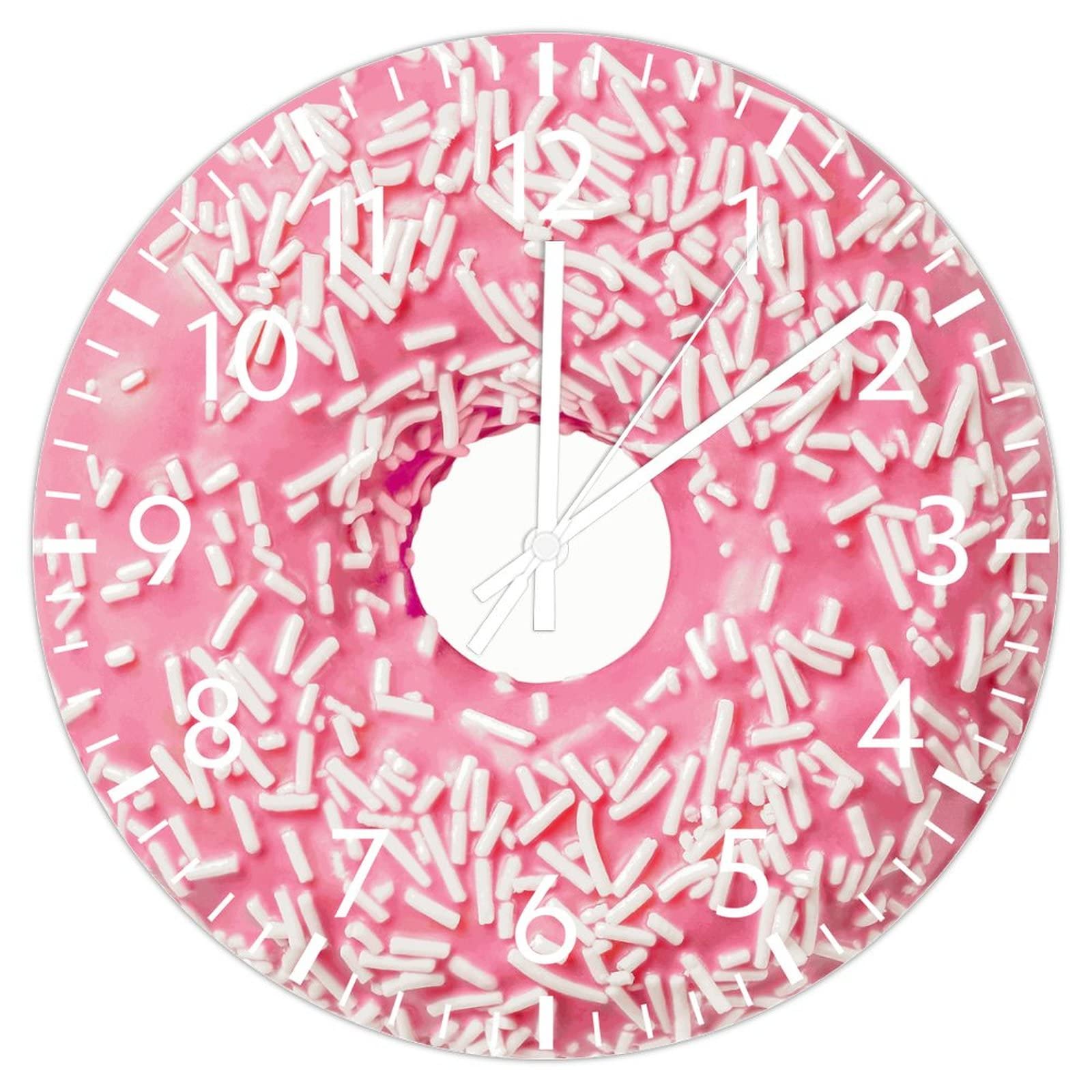 Horloge murale ronde donut 30,5 cm silencieuse, mécanisme fluide à piles pour salon