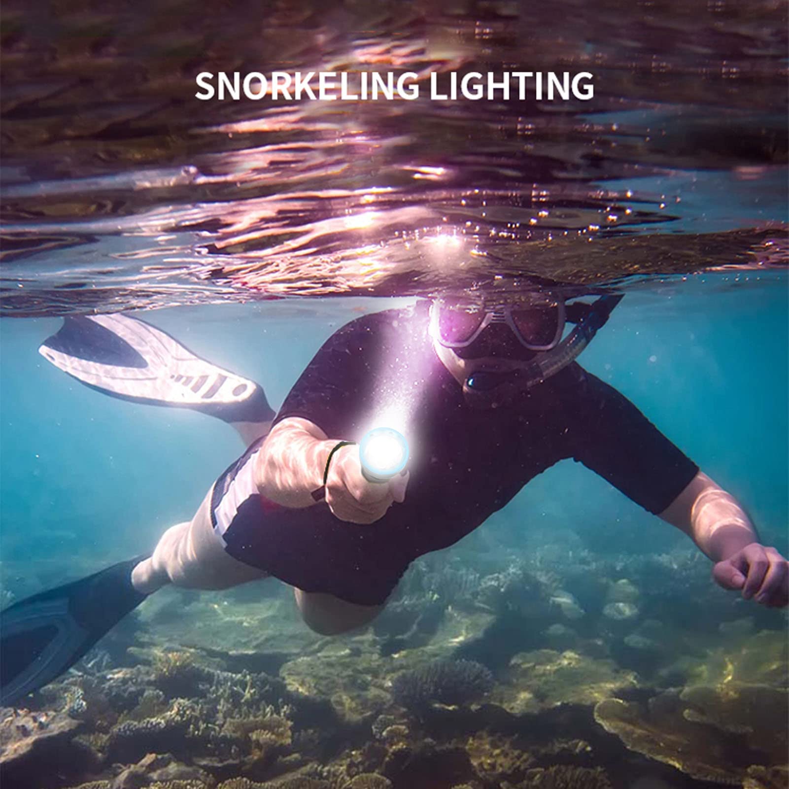 Torcia subacquea LED Torcia subacquea 3000LM Torcia subacquea IPX8 Impermeabile 100M per immersioni subacquee Snorkeling Escursionismo Campeggio Lega di alluminio 155mm (Blu)