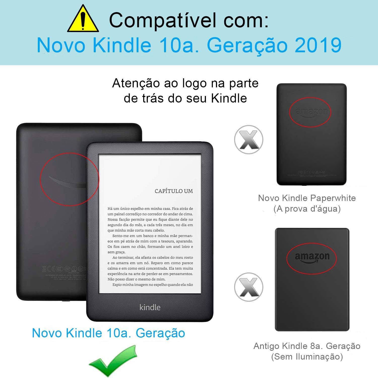 WB Capa Kindle 10a geração - Ultra Leve Auto Hibernação Sensor Magnético Silicone Flexível - Preta (Não Compatível com Paperwhite 10ª Geração) 2