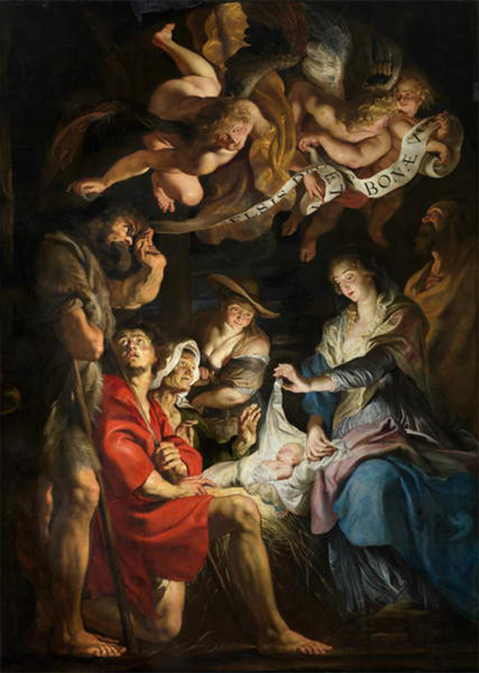 HRJUBWREE Classic Canvas Picture Art Canvas Print Modern Oil Painting Birth of Christ Adoration of the Shepherds by Peter Paul Rubens Artwork on Wall for Office Decor 60x90cm