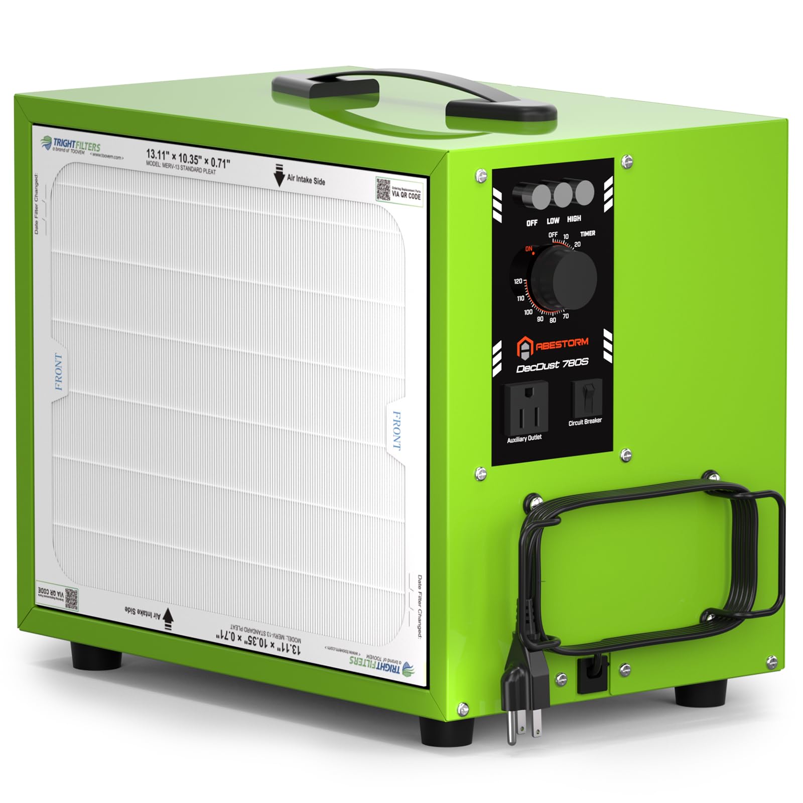 Sistema de filtración de aire 780 CFM, colector de polvo portátil