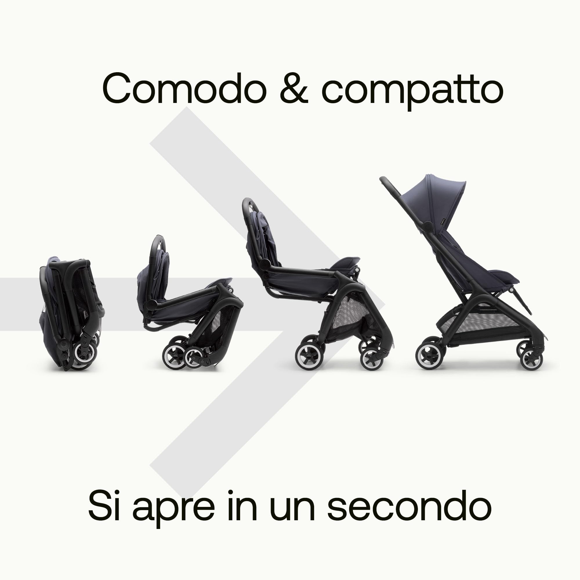 Bugaboo Butterfly Passeggino da Viaggio Ultracompatto, Piccolo e Leggero, Si Chiude in 1 Secondo, Passeggino da Città Ergonomico e Spazioso, da Neonato a Bambino, Guida Comoda, Stormy Blue