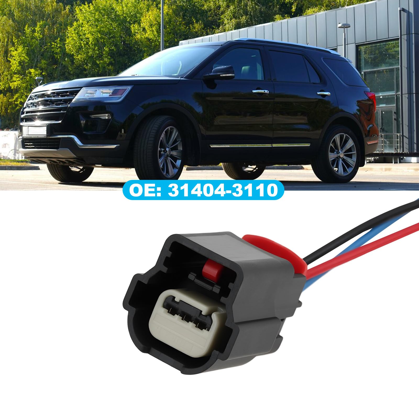 ECSiNG 2 szt. Samochodowe 3-pinowe złącze wiązki czujnika parkowania 31404-3110 kompatybilne z Ford Explorer 2011-2019