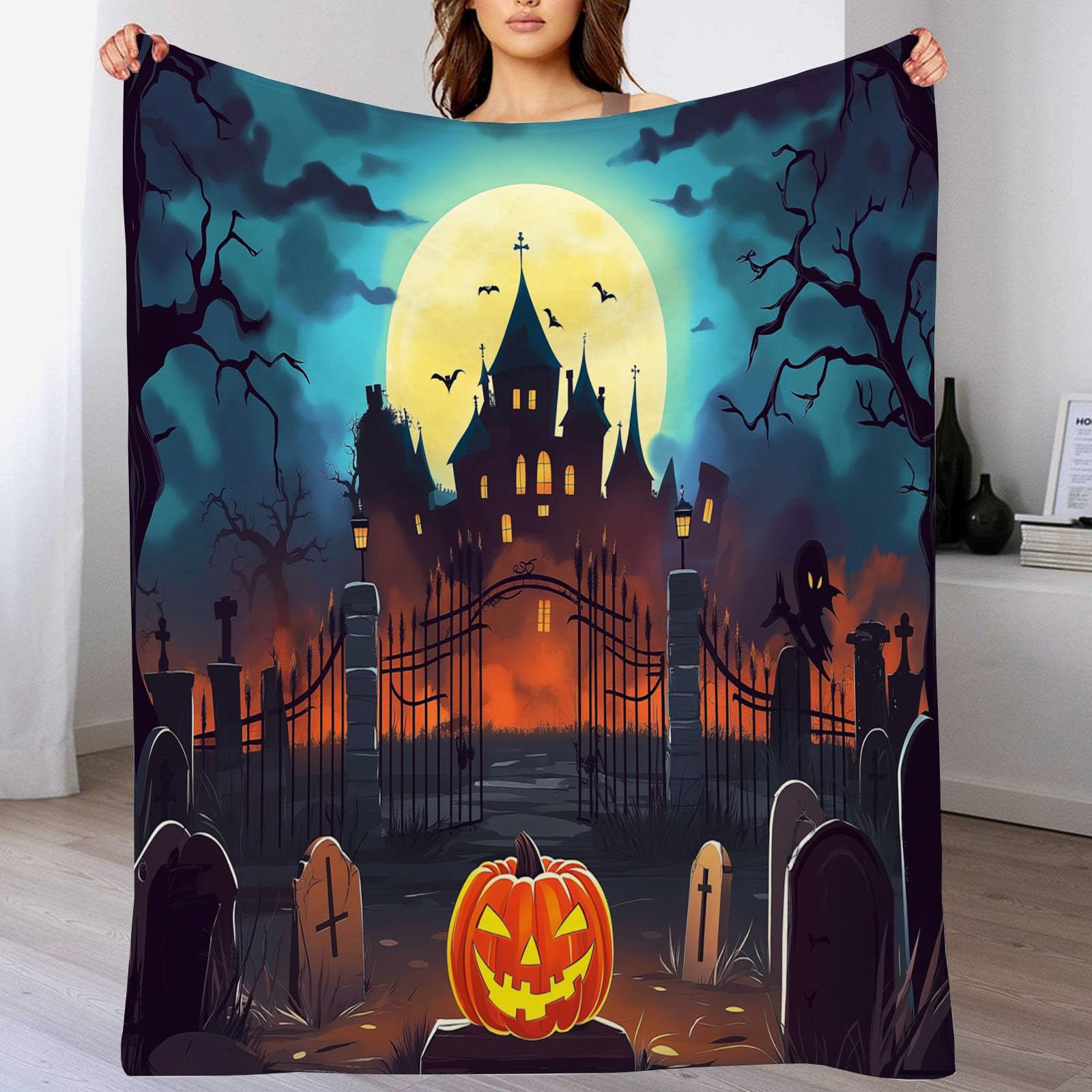 Couverture Halloween en flanelle douce de qualite superieure legere et chaude 150 x 200 cm