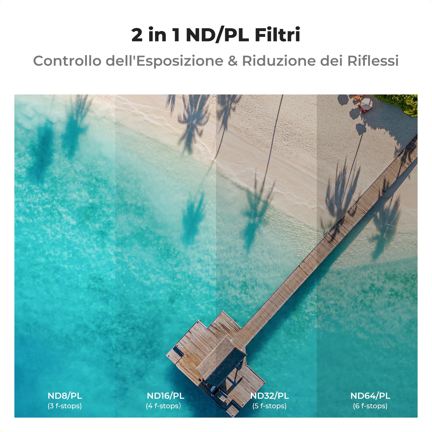 K&F CONCEPT 4 Pezzi Set di Filtri ND PL per DJI Air 3S, ND8/PL ND16/PL ND32/PL ND64/PL, Filtri Polari e a Densità Neutrale Multi-Funzionali, Accessori per Drone, Vetro Ottico HD/Multirivestito
