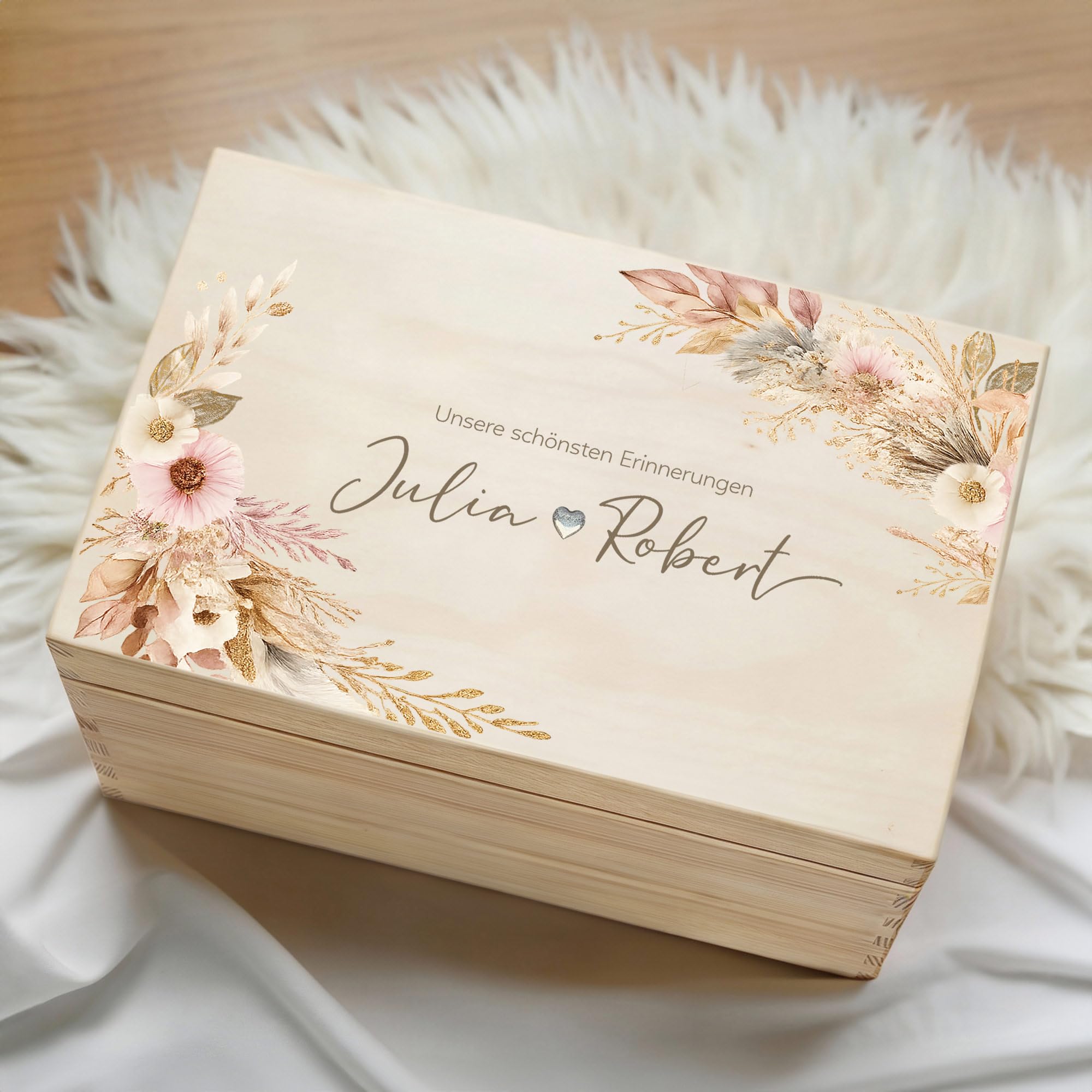 Little Deco Erinnerungskiste mit Namen, Erinnerungsbox Hochzeit, Schatzkiste, Geschenkbox, Jahrestag Geschenk, Hochzeitstag, Liebesgeschenke, Geschenk zum Valentinstag XHL1193-04