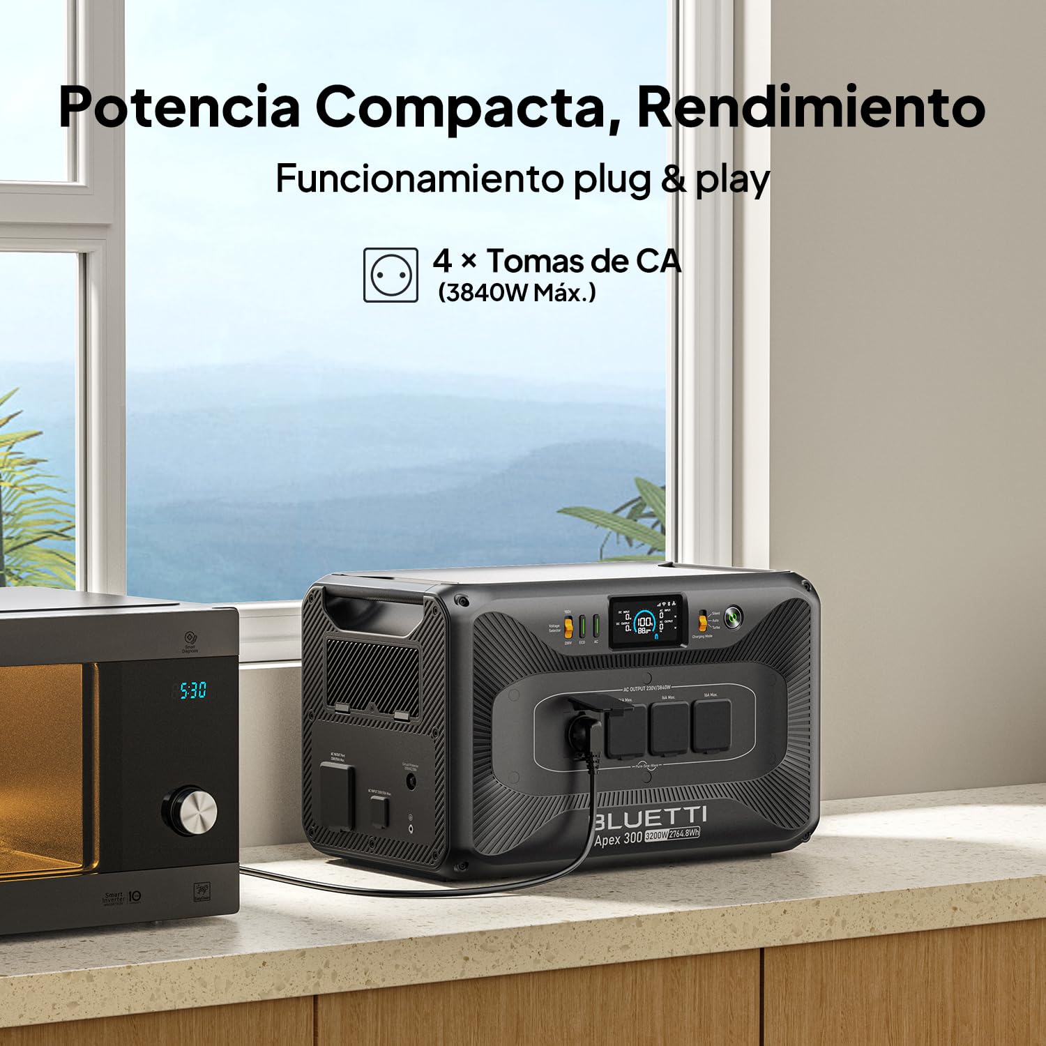 BLUETTI Apex 300 Generador Solar, 2764,8Wh Batería LFP de Respaldo con 4 Salidas CA de 3840W (7680W Pico), Arranque en Negro, Energía Modular para el Hogar, Autocaravanas y Emergencias - 4
