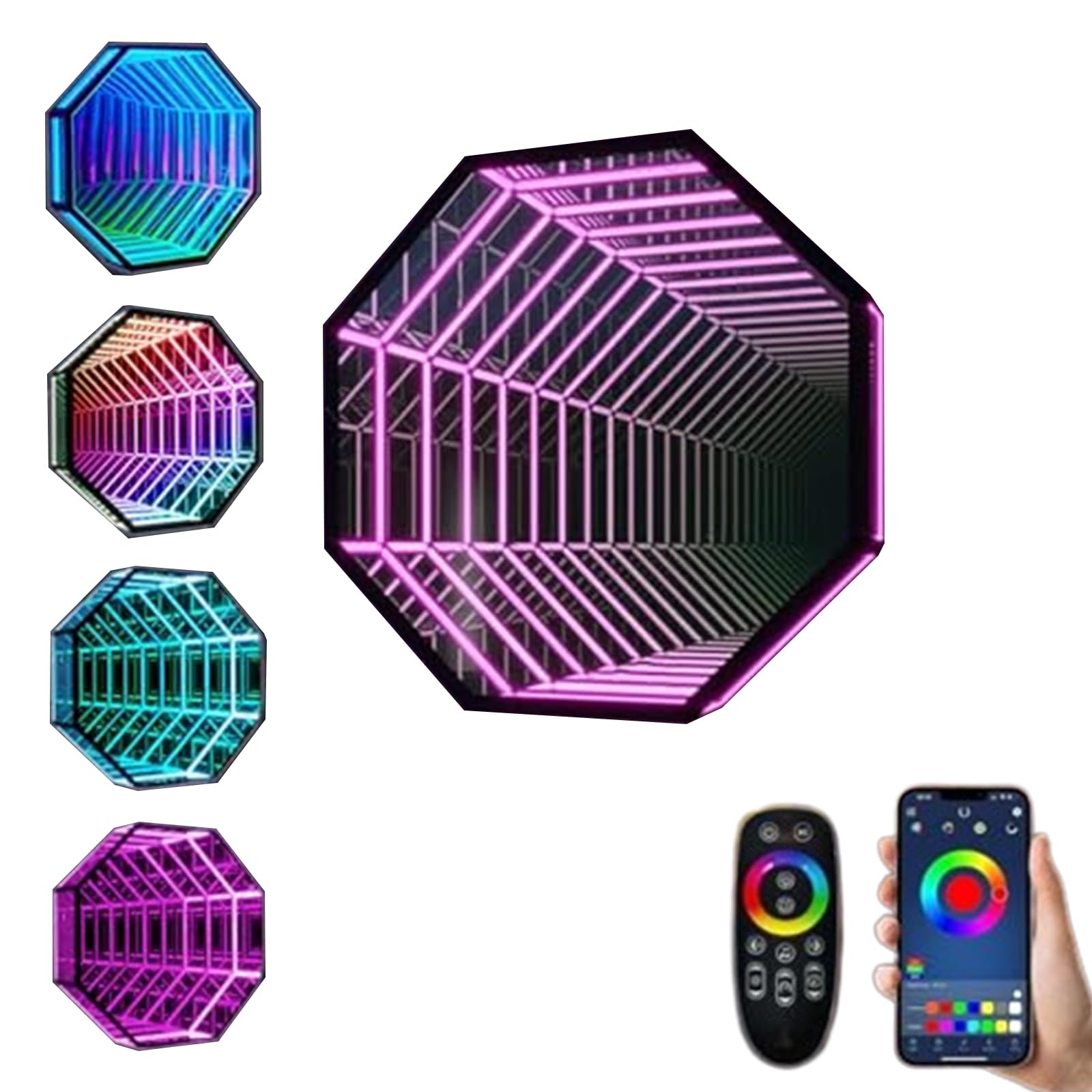 Lampa tunelowa Infinity z lustrem, 40 cm, LED, lampka nocna 3D, do domu i biurka, dekoracja sensoryczna do salonu i na imprezy