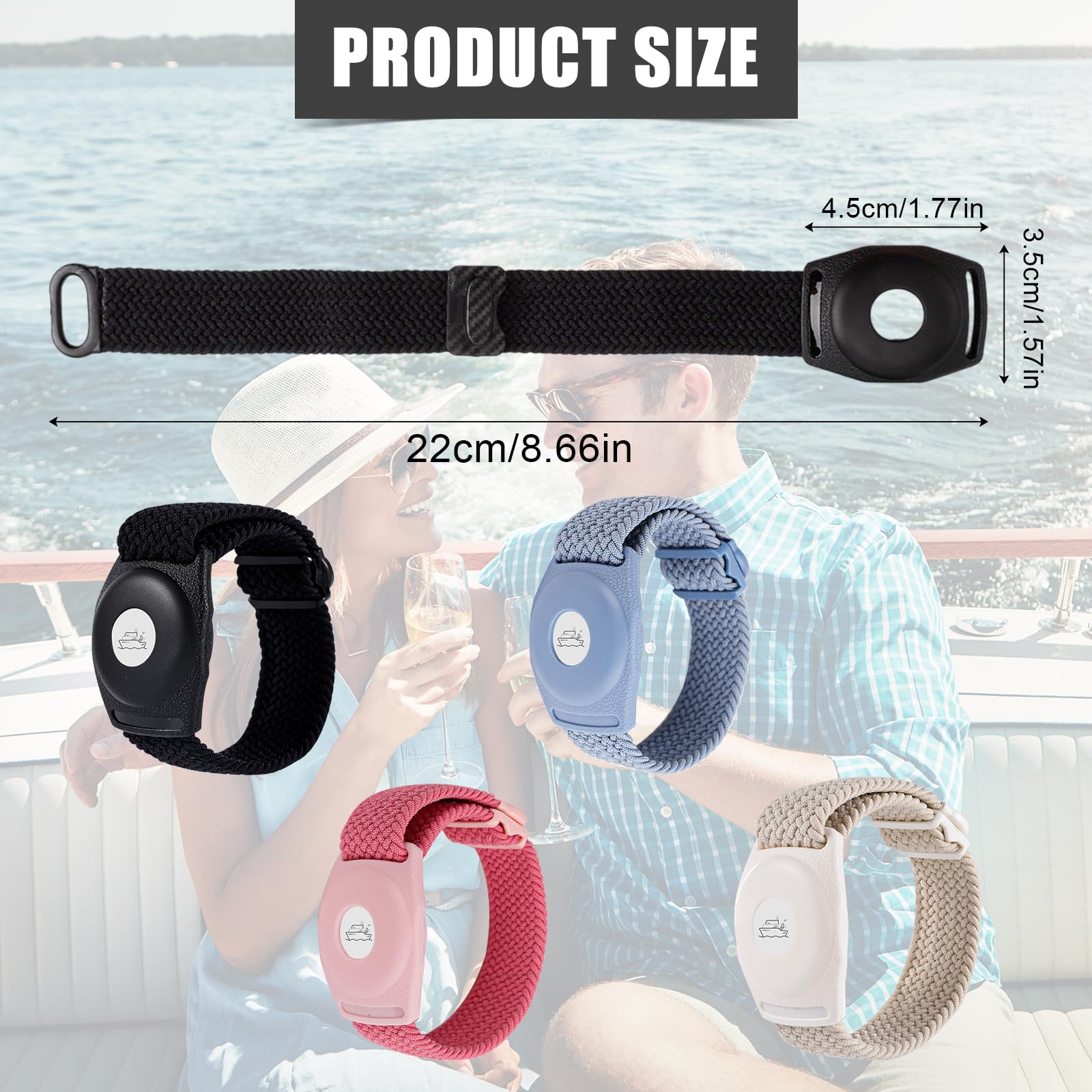 PEUTIER 4pcs Holder for Princess Cruise Medallion, Adjustable Braided Wristband Bracelet for Princess Medallion Holder Accessories Comfortable & Breathable Watch Band fit Men Women (4 Colors)