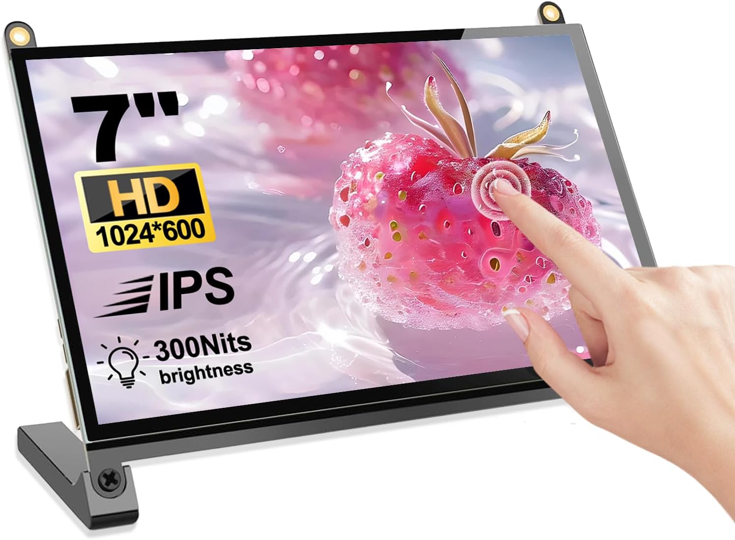 7 Inches Touchscreen Monitor, HD 1024×600 IPS LCD Capacitive Touch Screen Compatible with R Pi 4B/3B+/3B/2/1B+/Zero Ora Pi 5 Por/3 Plus/3B/4B Ban Pi and Windows 10/8/7 (CX-070-A3 US) 1