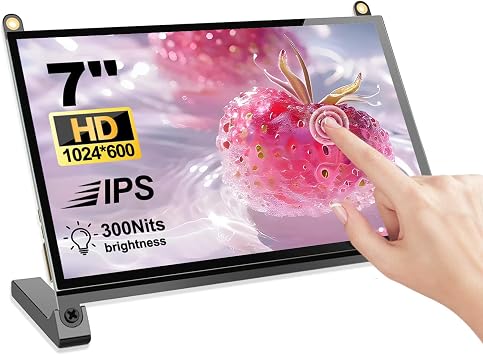 7 Inches Touchscreen Monitor, HD 1024600 IPS LCD Capacitive Touch Screen Compatible with R Pi 4B/3B+/3B/2/1B+/Zero Ora Pi 5 Por/3 Plus/3B/4B Ban Pi and Windows 10/8/7 CX-070-A3 US 1