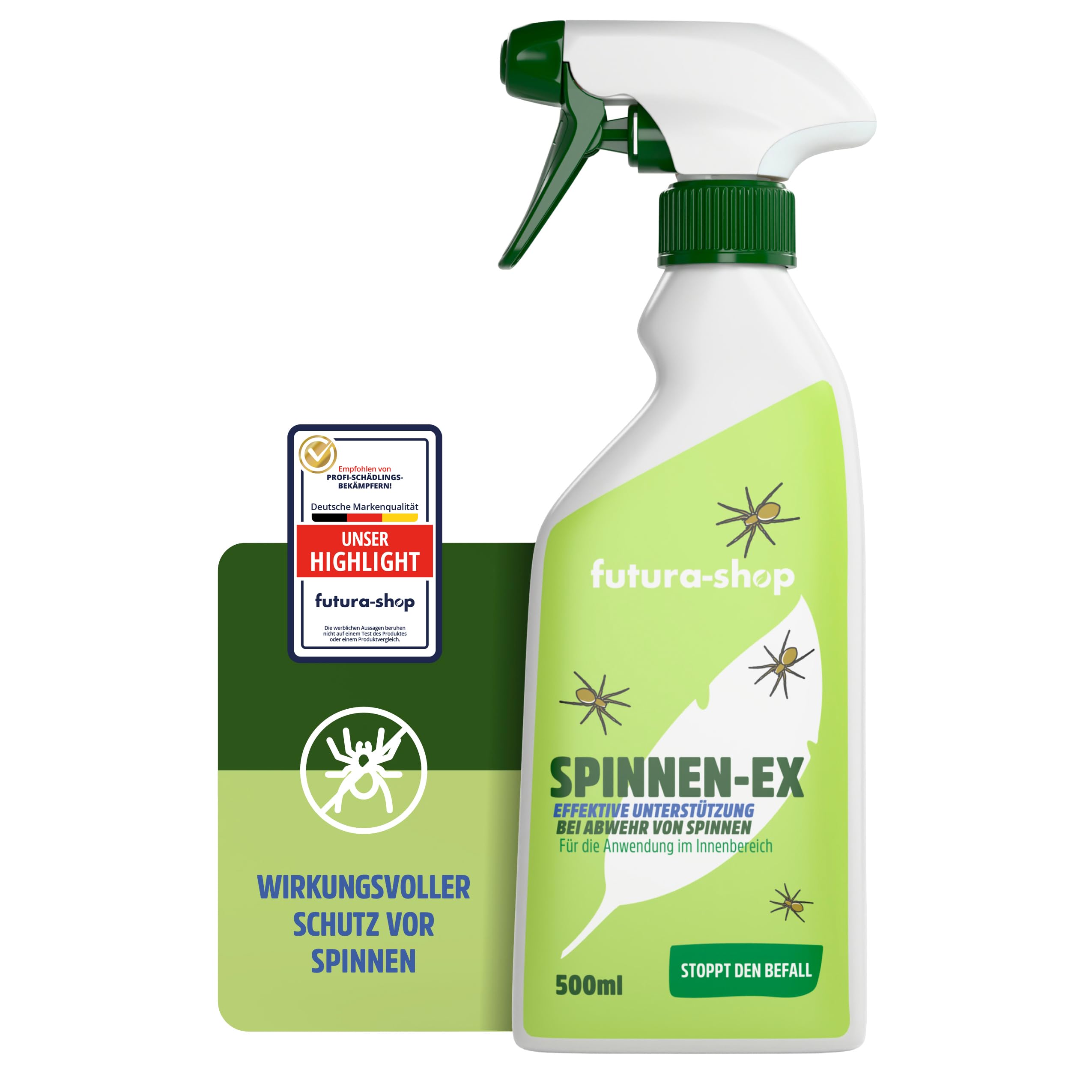 Spinnen Spray 500 ml - Effektive Spinnenabwehr - Abwehrspray mit Langzeitwirkung als Alternative zur Spinnenfalle - Anti-Spinnenspray für Innen & Außenbereich