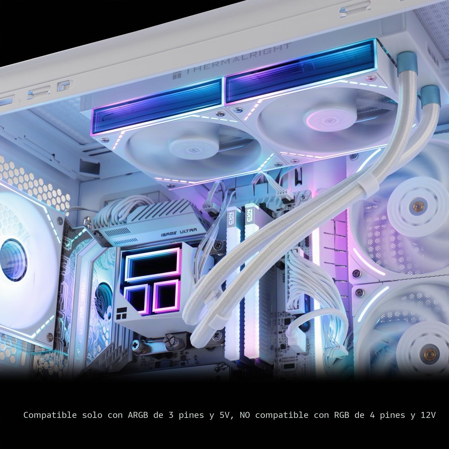 Thermalright Frozen Infinity 240 WHITE - Ventilador de CPU doble PWM con 2000 rpm, enfriador de CPU Aio para AM4/AM5 e Intel LGA115X/2011/1700/1851, Infinity Mirror