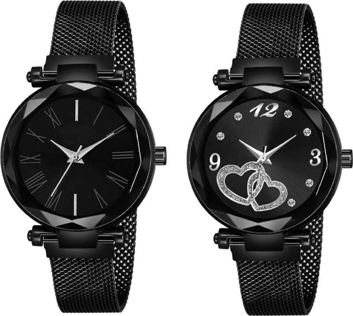 KIARVI GALLERY Black Dial Designer Combo Magnetic Strep Analog Combo Watch for Girls and Women(Pack of 2) (B08Y6X35VK) Amazon Price History, Amazon Price Tracker