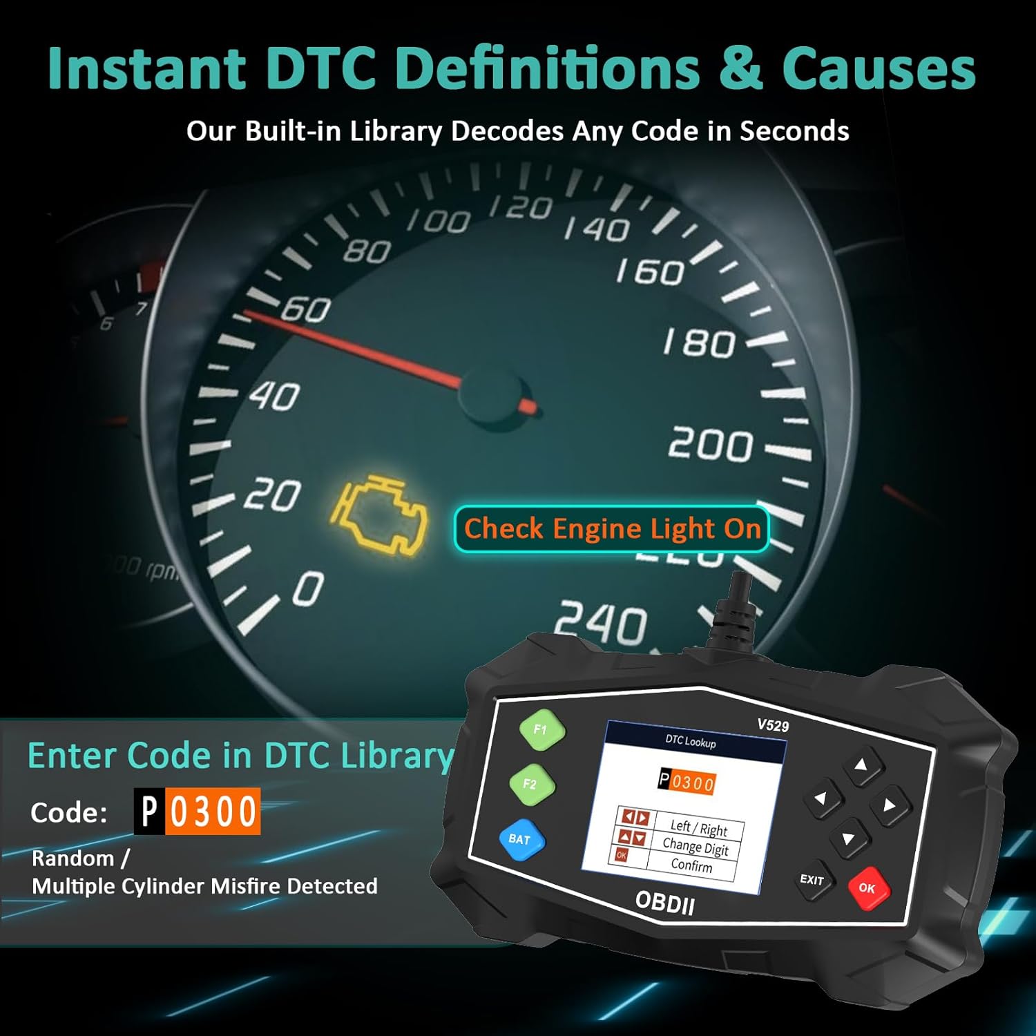 SinoTrack V529 scanner displaying live data stream with parameters like Calculated LOAD Value, Engine Coolant Temperature, Short Term Fuel Trim, and Long Term Fuel Trim, along with Mode 6 and O2 Sensor options.