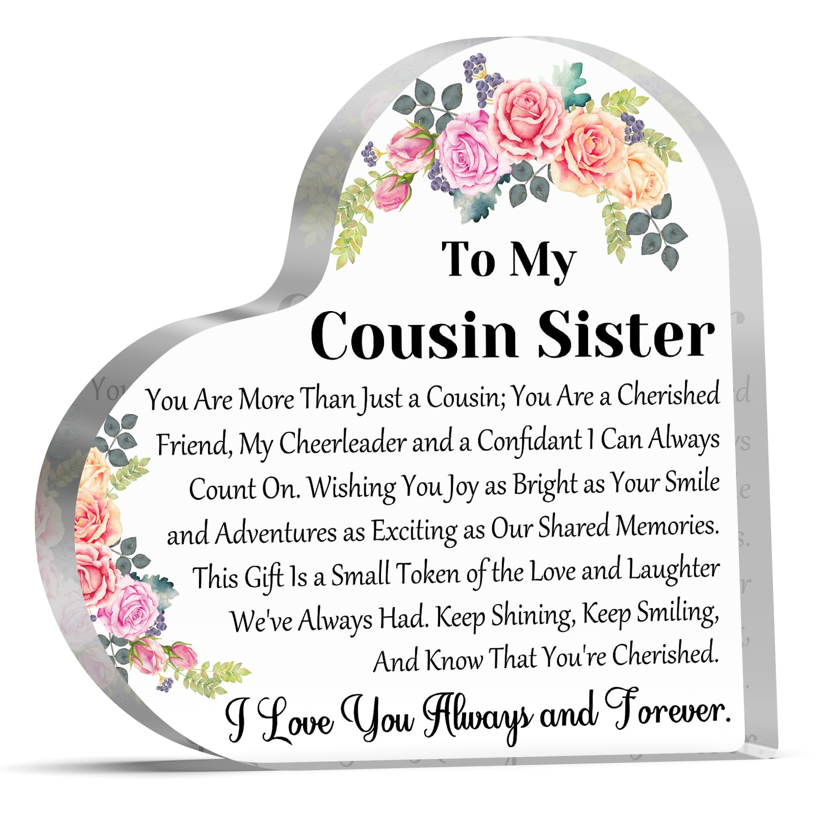 Cousin Gifts for Women Girl Cousin Sister Acrylic Desk Plaque Sign Graduation Gift for Cousins Thanksgiving Christmas Valentines Day Birthday Gift for Cousins Female Office Desk Sign — image 1