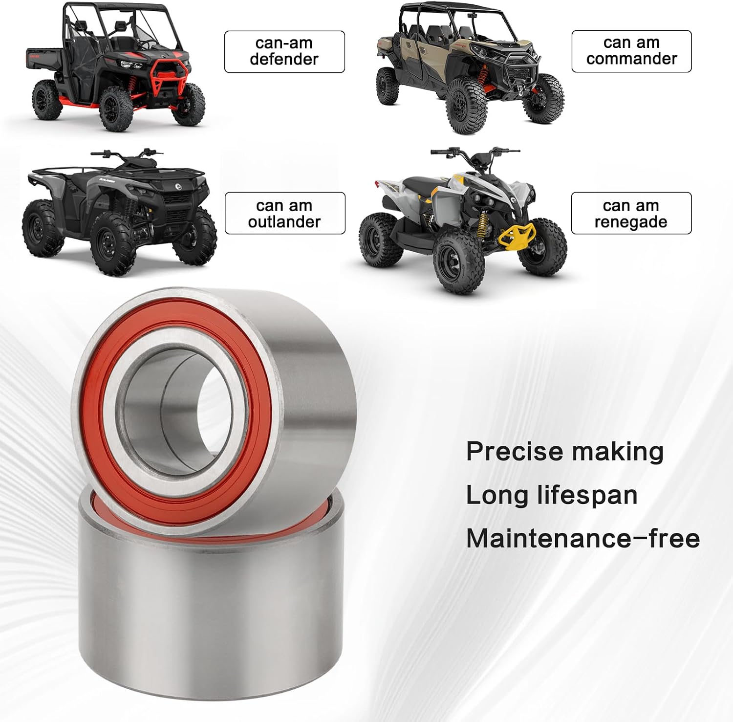 (4Pcs) Wheel Bearing Kit with Front Drive Shaft Seal, Compatible with Can-Am Defender, Commander, Maverick, Outlander, Renegade - Replaces # 293350040, 705400088, 293350118
