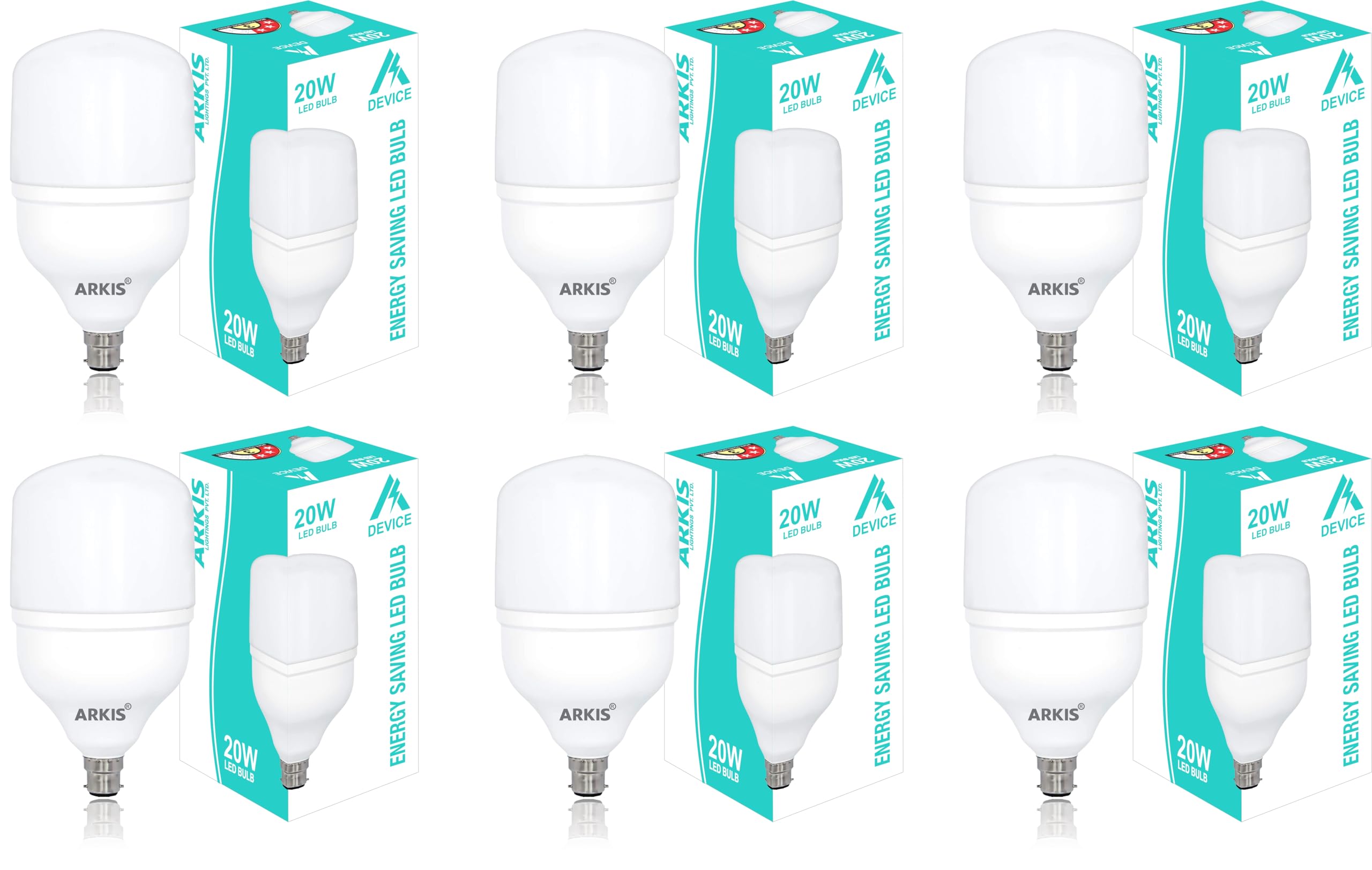 ARKIS 20W CDL I LED Bulb for Home & Office | Cool Day White (6500K) | B22 Base | 220 Degree Light Coverage | 4KVa Surge Protection |440V High Voltage Protection | Energy Efficient | (Pack of 6) (B0D4Q84J2R) Amazon Price History, Amazon Price Tracker