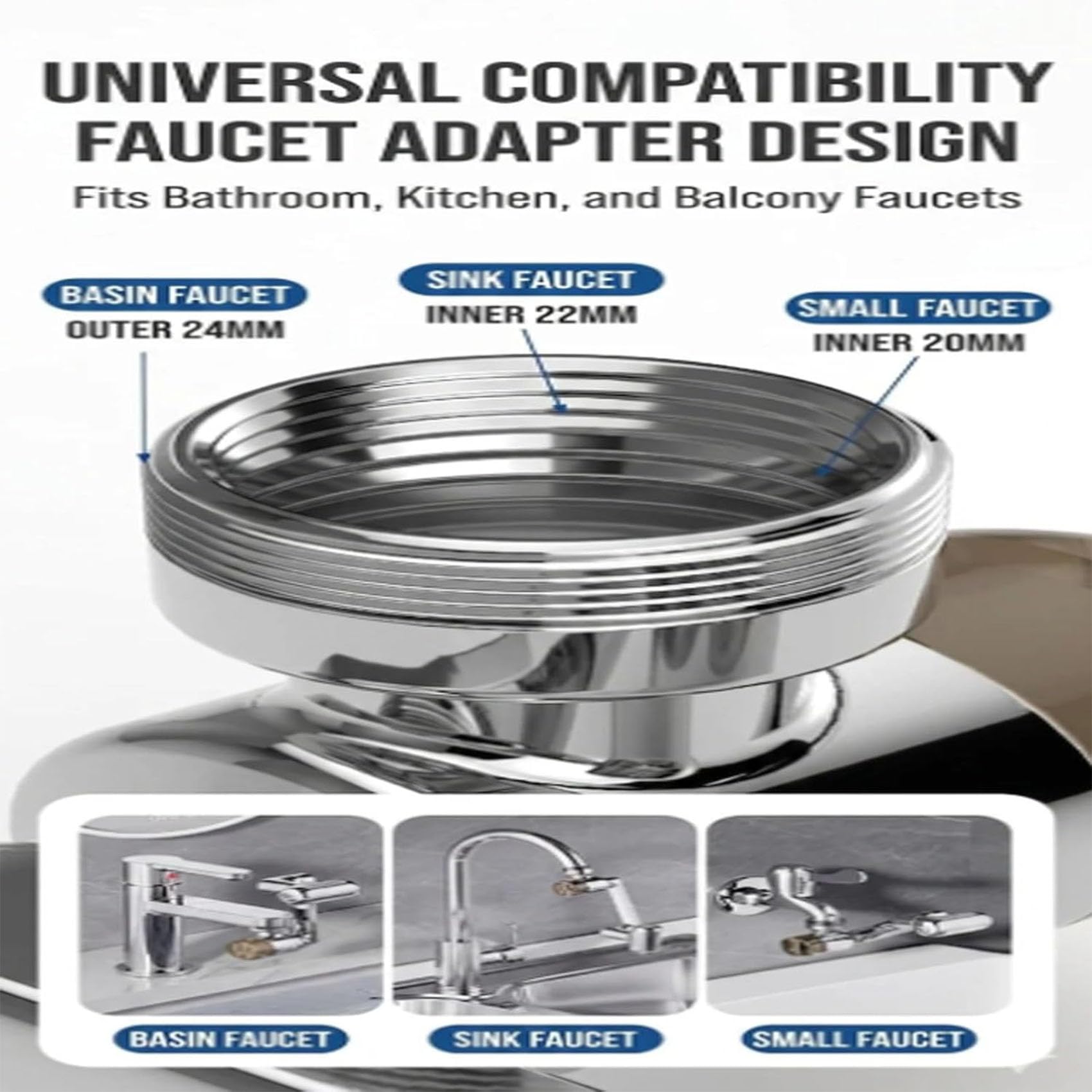 1080°Rotating Faucet Extender with Upward Facial Mist, 4 Water Modes & Built-In Filter, Universal Sink Aerator for Bathroom and Kitchen